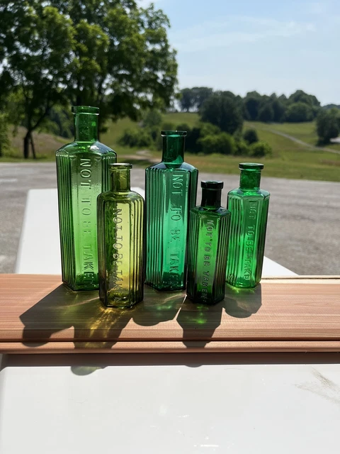 Antique Poison Bottle Lot Of KH Green Poisons