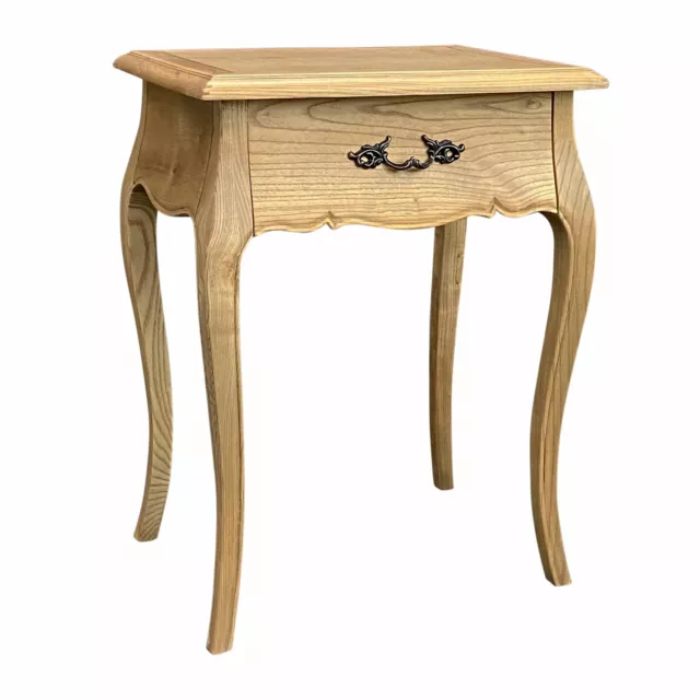 French Provincial Bedroom Bedside Table Cabinet With One Drawer Natural Oak