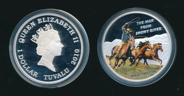 Tuvalu: 2010 $1 Man From Snowy River Banjo Paterson 1oz  Silver Proof