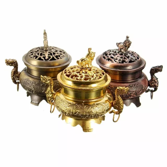 ✅1* - Charcoal Burner Incense Holder Ornament Chinese Dragon-Design Metal Pro✅