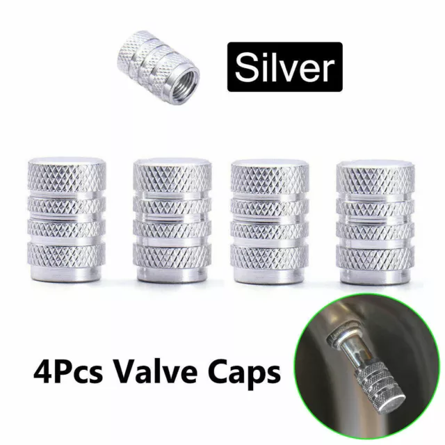 4Pcs Chrome Car Wheel Tyre Valve Stems Air Dust Cover Screw Caps Accessories