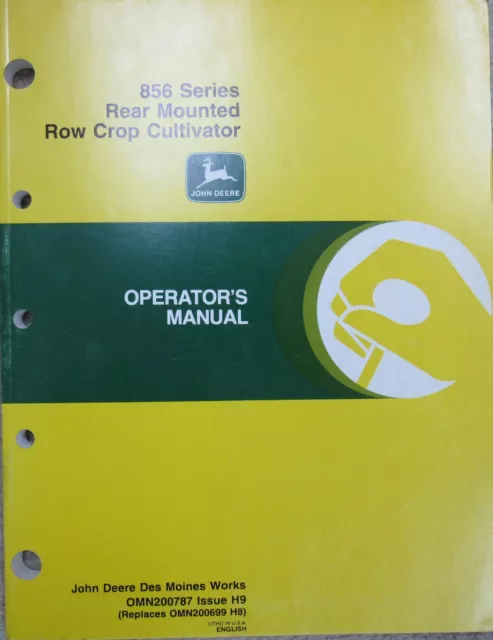 Operator's Manual John Deere 856 Series Rear Mounted Row Crop Cultivator