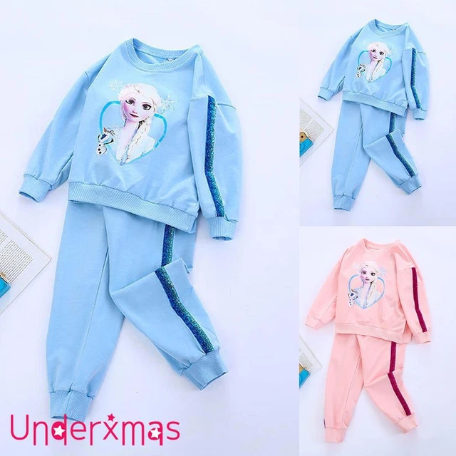 Kids Baby Girls Elsa Frozen 2 Hoodie Tops Sweatshirt Pants Tracksuit Outfit Set