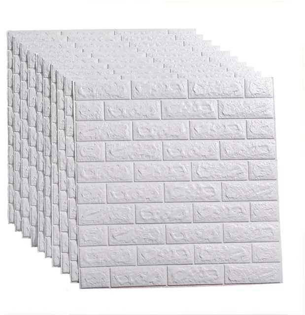 10 PIASTRELLE MURALI ADESIVE BIANCHE MATTONI, 3D, 77x70X2MM SCHIUMA IMPERMEABILE