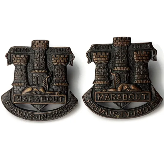 Original Devonshire and Dorset Regiment Officers BRONZE Collar Badge PAIR