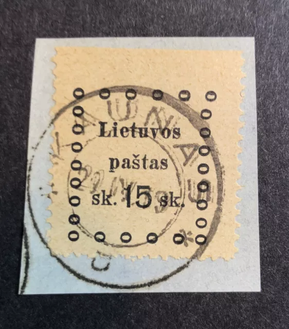 1919 Lithuania Lietuva Litauen 15Sk Mi21 Third Kaunas Slim “s” and Corner Error