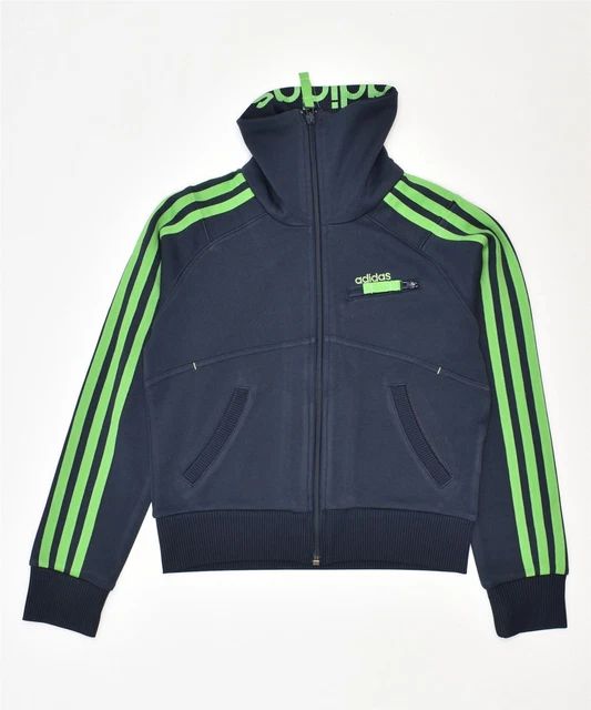 ADIDAS Girls Tracksuit Top Jacket 9-10 Years Navy Blue Polyester PK04