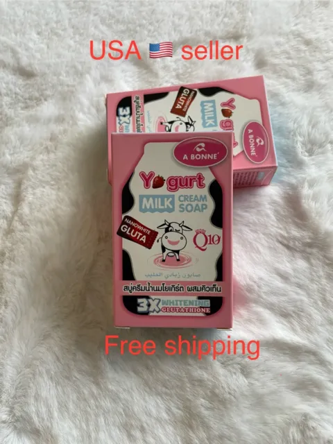 A Bonne Yogurt Milk Cream Soap 90g x4 Free Shipping From USA 🇺🇸