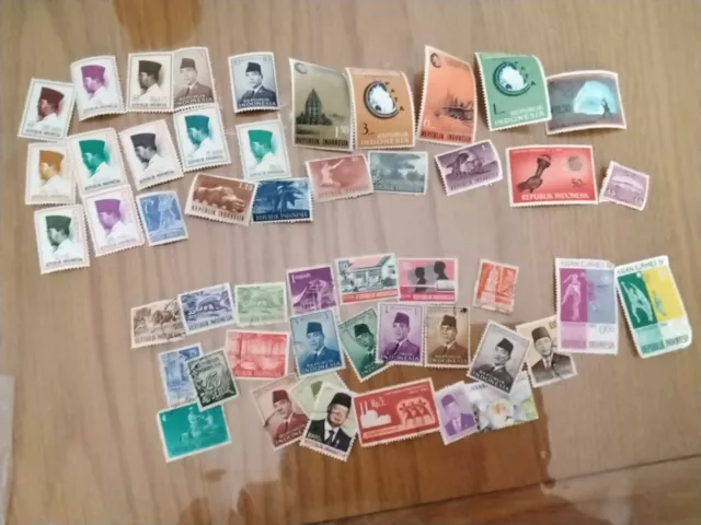 Small Collection of 50 Asst. Postage Stamps from Indonesia,  Mint/Used.