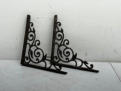 ornate victorian style shelf brackets iron small pair neat