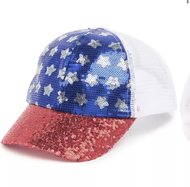 Collection 18 XIIX American USA Patriotic Sequin Hat Cap NEW Flag Election