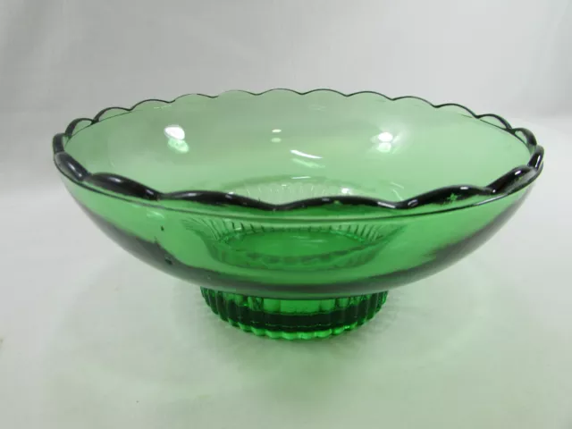 Vintage EO Brody Co. Emerald Green Glass Scalloped Bowl M2000 Cleveland, OH