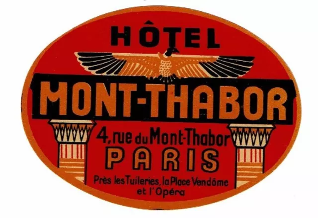 HOTEL MONT-THABOR luggage DECO label (PARIS)