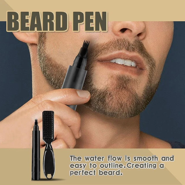 Kit de pluma de relleno de barba bigote pluma para cejas cepillo de cabello herramienta impermeable