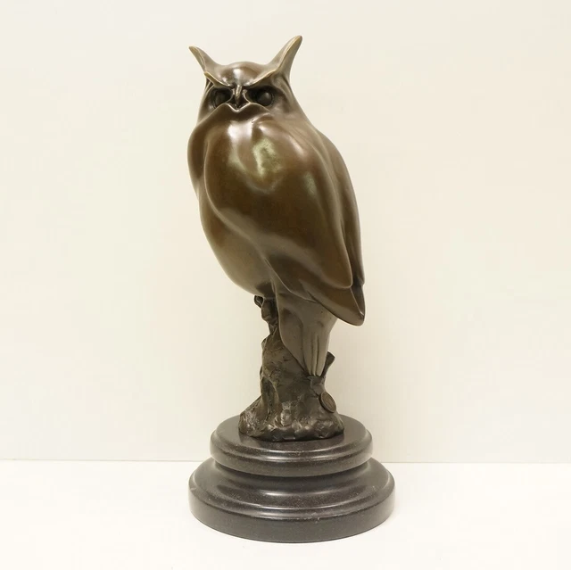 Estatua Búho Búho Pájaro Fauna Art Deco Estilo Art Nouveau Estilo Bronce sólido