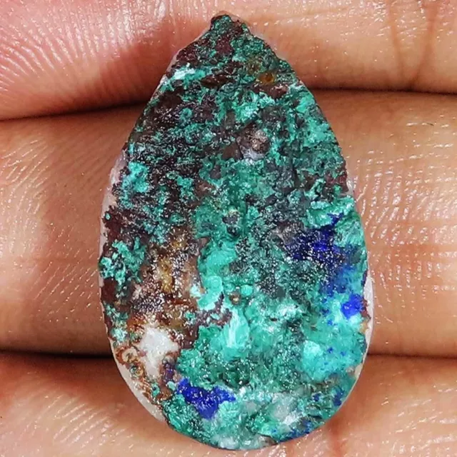 (18 X 29 X 09 MM) 39.00 Cts. Naturel Azurite Chrysocolla Druse Cabochon Gemme