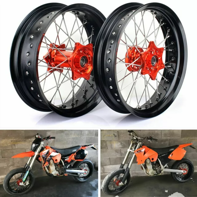 Supermoto 17" Felgen Radsatz Räder für KTM XC EXC-F EXC SX SXS SXF 125-540 03-23