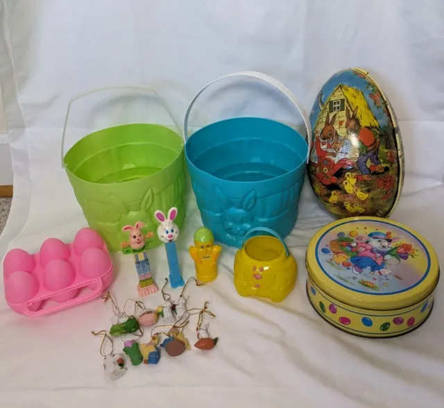 Vintage Easter Lot German Paper Mache Empire Blow Mold Jello Egg PEZ & Ornaments