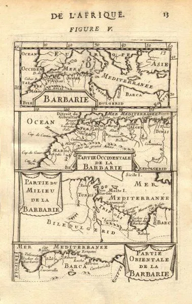 NORTH AFRICA. Barbary. Morocco Tunisia Libya Egypt. 'Barbarie'. MALLET 1683 map