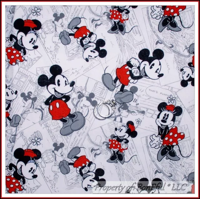 BonEful Fabric Cotton White Red Dot Kid DISNEY Comic Mickey Minnie Mouse 1 SCRAP
