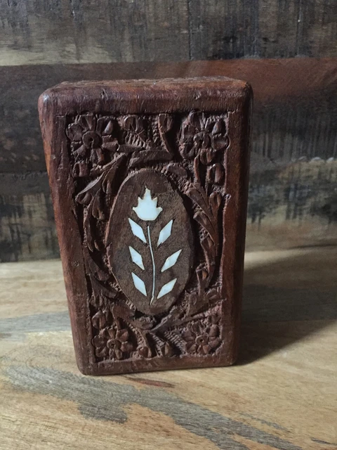 Ancienne boite Tika bois Inde Rajasthan-asie-populaire-chine-tibet-vintage-nepal