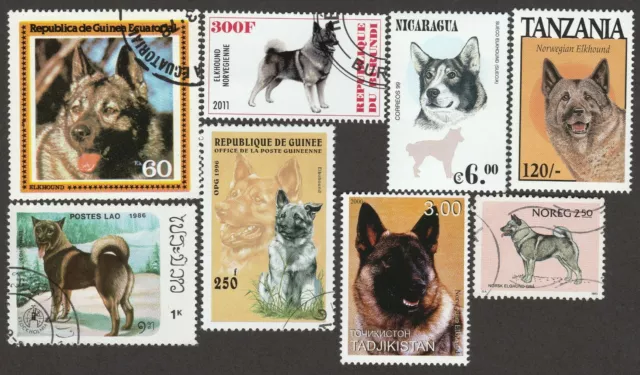 NORWEGIAN ELKHOUND ** Int'l Postage Stamp  Art Collection ** Great Gift Idea **