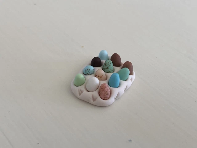 1:12 Mini Egg Assortment Shadow Box OOAK Collection Handmade Easter Dollhouse 1 2