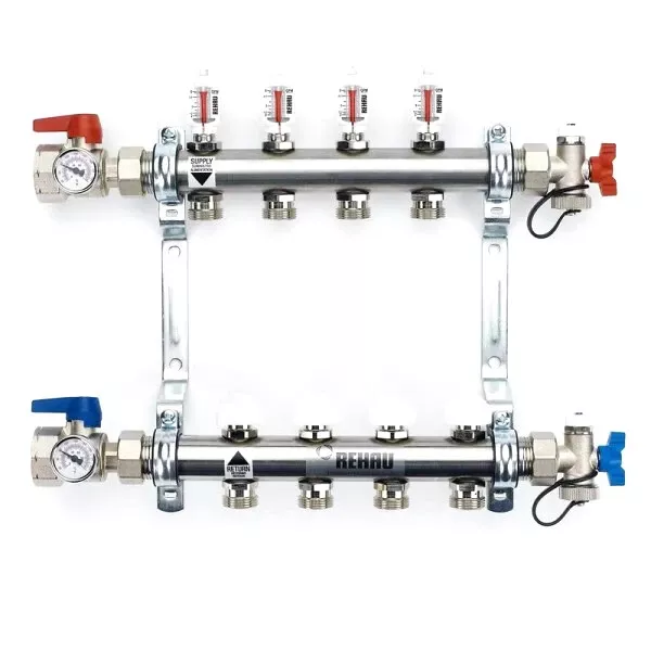 REHAU Stainless Steel PRO-BALANCE Radiant Heat Manifold- 4 Circuit (381104-001)