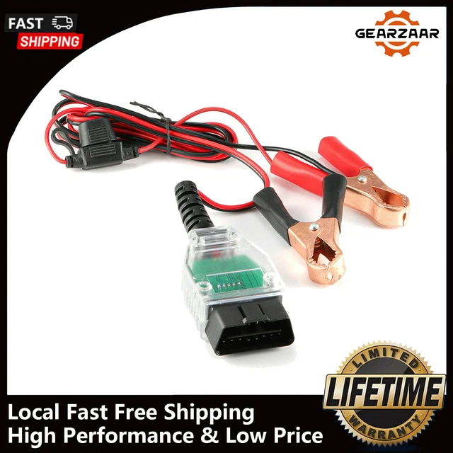 Alligator Clip OBD2 Connector Car ECU Memory Saver 12V Battery Replace Tool US