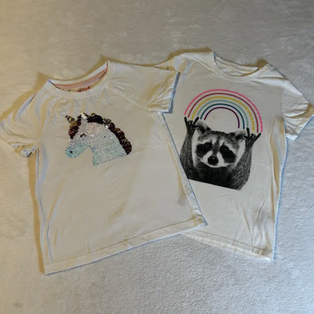 Cat & Jack Kids Girls Short Sleeve T Shirt Small 6/6X White Graphic Pullover Tee