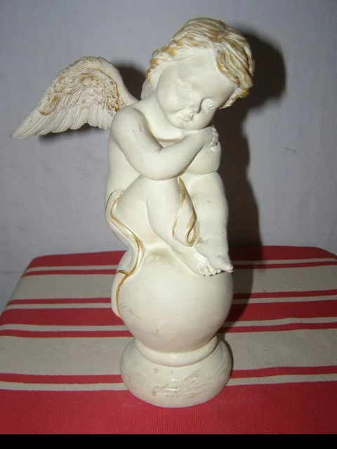 JARPSIRY Statue d'ange de jardin, sculpture d'ange assis en résine avec