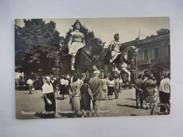 Cartolina Messina Agosto Messinese Mata E Grifone Viaggiata Suzzara Animata