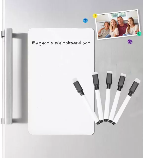 NEW A4 Fridge Magnetic Whiteboard + Board Pen Marker Eraser Memo Reminder Magnet 3