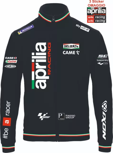 Felpa zip APRILIA racing italia Moto gp be a racer+ 3 adesivi In OMAGGIO