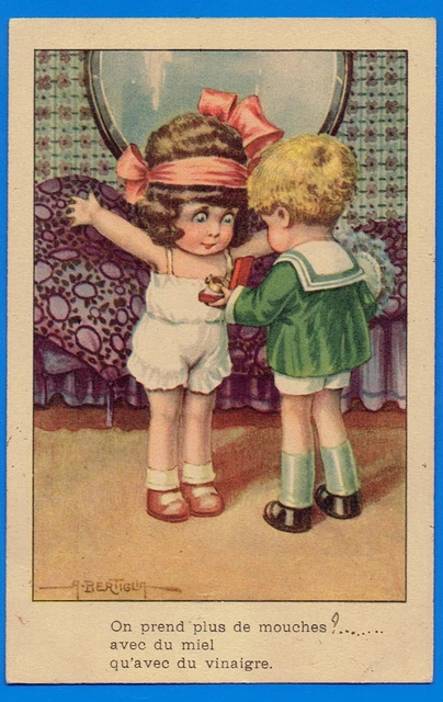 Cpa Illustrator A. Bertiglia - Garconnet Offering Jewelry To A Girl