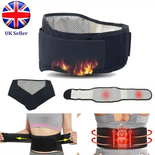 Self Heating Magnetic Back Support Lumbar Lower Waist Brace Belt Pain Relief UK