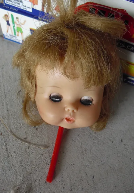 Vintage 1970s Horsman Vinyl Girl Doll Head 3" Tall