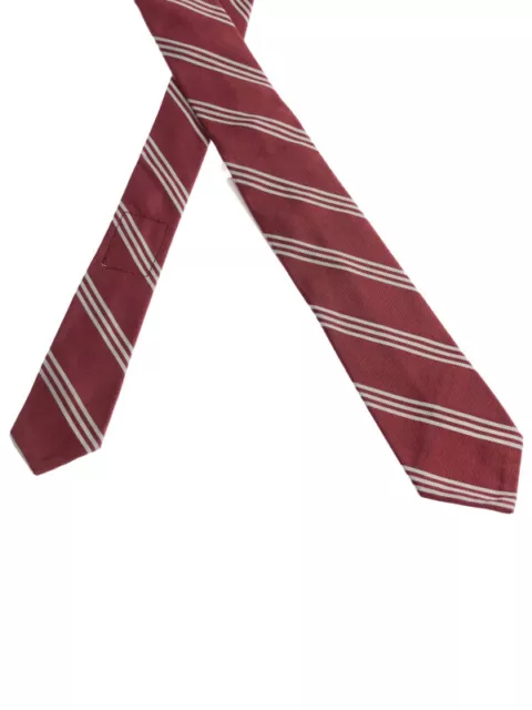 Men's Thom Browne Cotton Silk Regimental Stripe Tie Red 2