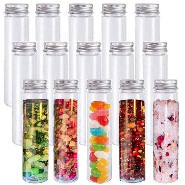 15Pcs 110Ml Plastic Test Tube,Clear Flat Test Tubes,Plastic Test Tubes with I5D9