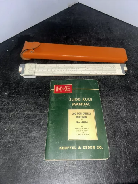 VINTAGE K&E Keuffel & Esser Slide Rule 4081-3 Log Duplex Decitrig w/booklet Case