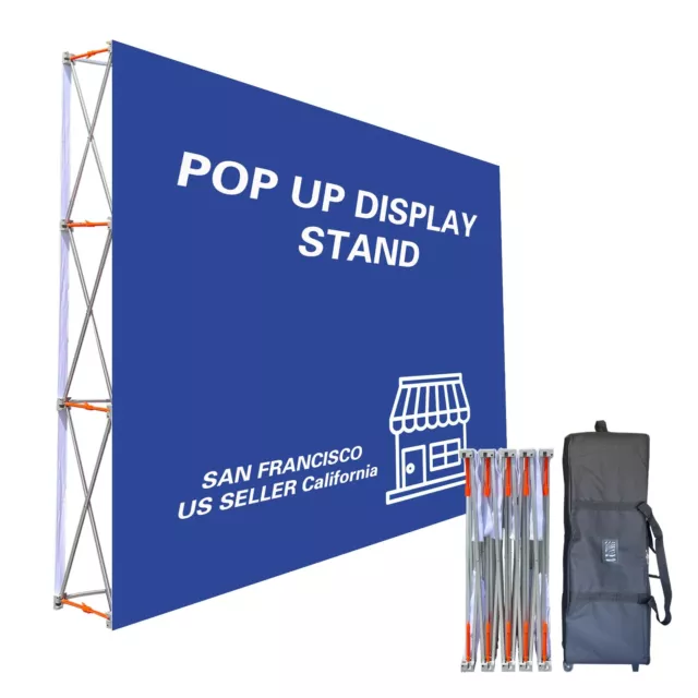 8x10ft Fabric Pop Up Display Stand Backdrop for Trade Show with wheeled tote bag