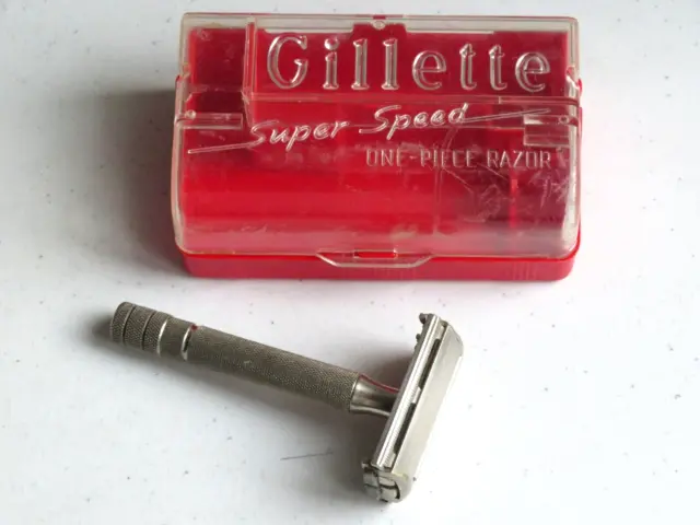 Vintage Gillette Super Speed TTO DE Safety Razor With Case No Date Code, 1940's