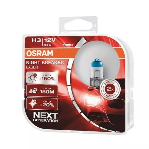 Coppia lampade alogene H3 12V 55W Osram Night Breaker Laser Next Generation