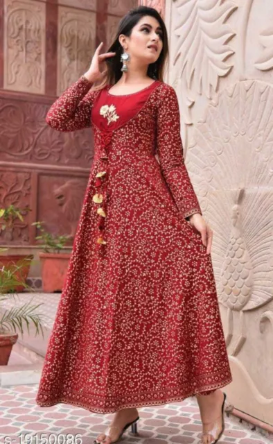 Women Designer Kurta Bollywood Anarkali Long Gown Indian Party Wear Kurti Dress 2