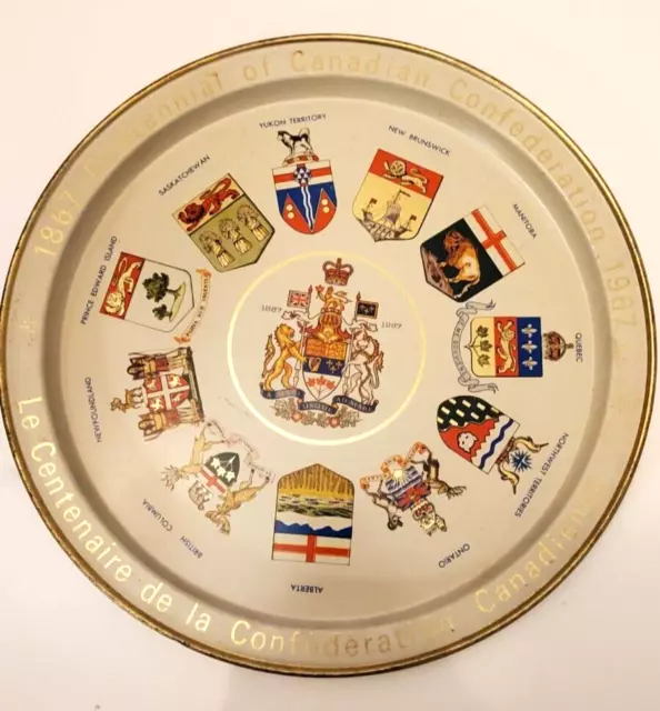 1867 Centennial of Canadian Confederation 1967 celebration 12 inch tin plate.