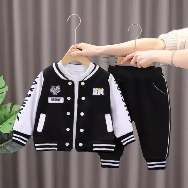 Kids Sets Boys Girls Sports Suit Coat Pant 2Pcs Baby Tracksuit Outfits