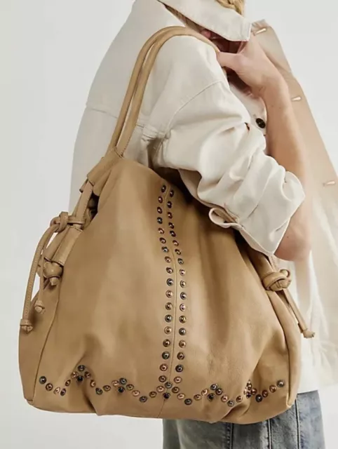 Free People We The Free Studded Savoy Tote Bag New Leather 198$