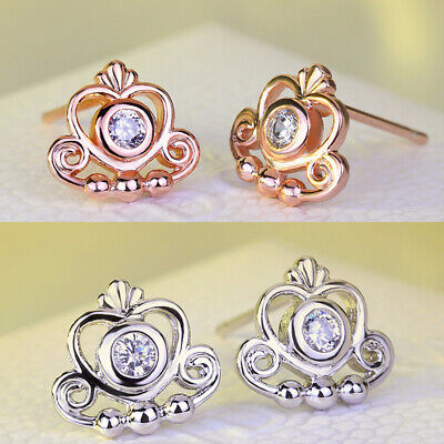 Cute Heart 925 Silver Filled,Rose Gold Stud Earring Girl Party Jewelry