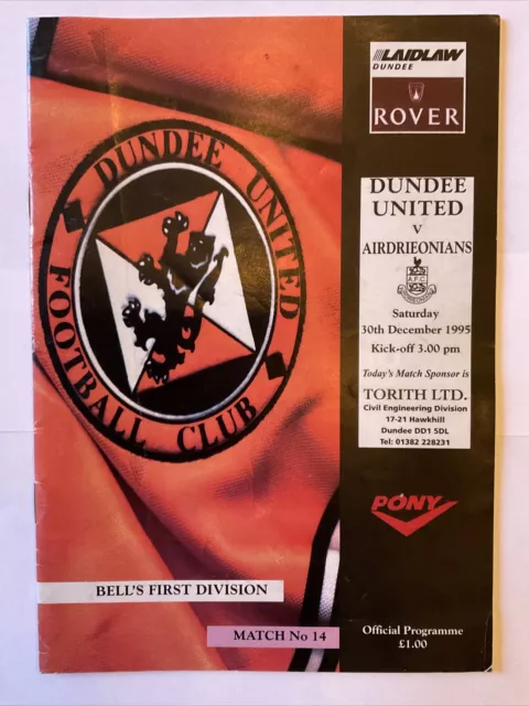 Dundee United v Airdrieonians, 30th December 1995