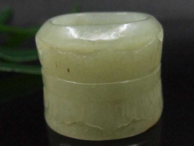 Antique Chinese Nephrite Celadon-HETIAN-old JADE Rings Archer's Thumb